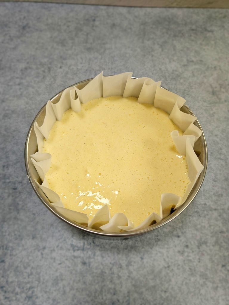 Batter in the tin before baking Ready for oven
