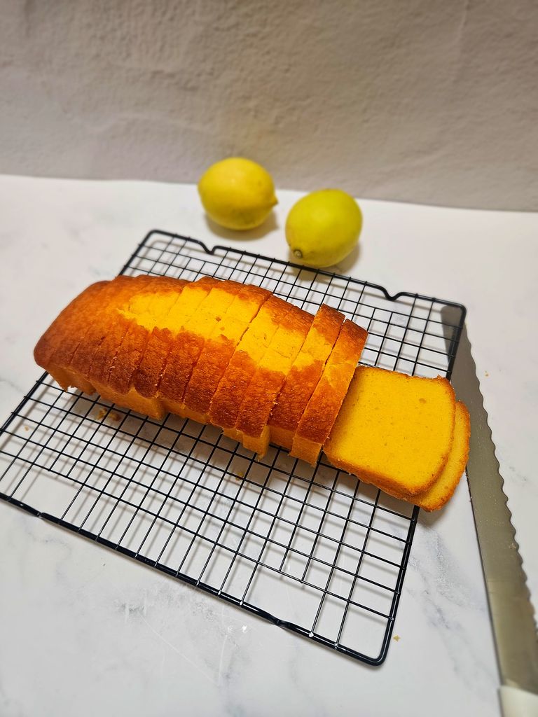 Make sure to cut it after it completely cool down to avoid crumbly slices. Lemon cream cheese pound cake slices